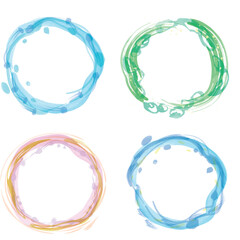 水彩風　水の流れのようなフレーム