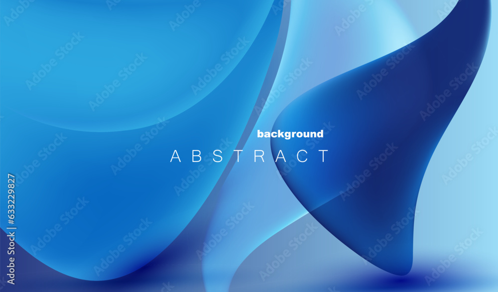 Poster blue gradient 3d shapes waves luxury abstract background. futuristic fluid shape lines vector design