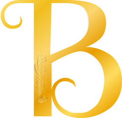 Golden calligraphy font, alphabet letter B