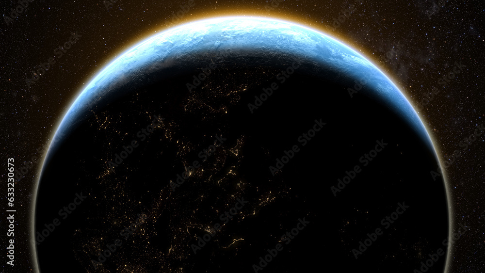 Poster A captivating motion graphic visuals of planet Earth passing the Sun causing an eclipse that partially obscuring the solar brilliance