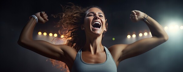 Female Tennis Player Celebrates