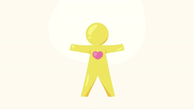 human silhouette with heart animation