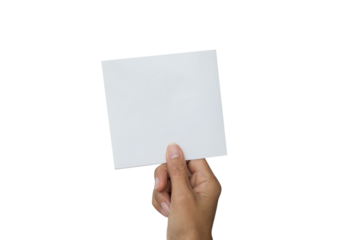 Note Paper Isolated on white background, hand Woman holding Blank Memo Post List Vintage Old Sheet Notebook Massage Letter Page Frame, Empty Notepad Card Tape Torn Ripped Business Space for Write Text