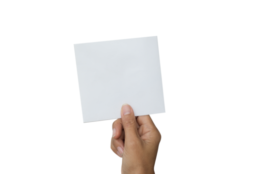 Note Paper Isolated on white background, hand Woman holding Blank Memo Post List Vintage Old Sheet Notebook Massage Letter Page Frame, Empty Notepad Card Tape Torn Ripped Business Space for Write Text