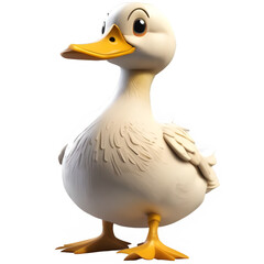 Obraz premium white duckling in 3D style, isolated