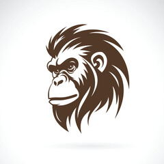 Vector of an orangutan head on white background. Wild Animals. Easy editable layered vector illustration.