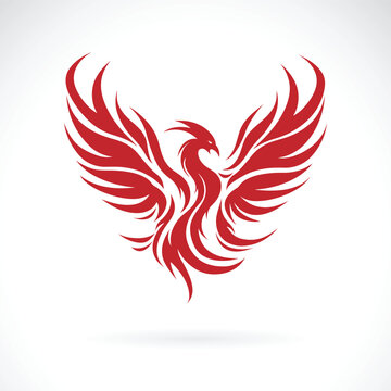 Vector of phoenix is flying on white background. Bird. Wild Animals. Easy editable layered vector illustration.
