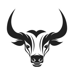 A bull head design isolated on transparent background. Wild Animals.