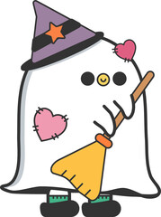 Cute Halloween element in October. Cute Ghost heart activities in Halloween day. Ttrick or Treat.