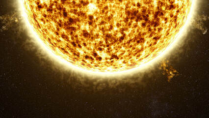 Dynamic motion graphics showcasing the intense energy of a Sun Solar Flare as it releases a...