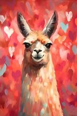 Obraz premium Llama with hearts