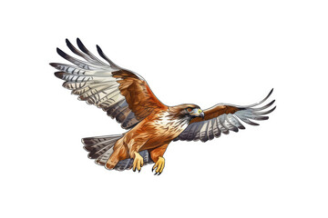 Redtailed Hawk, Minimalist Style, White Background Cartoonish, Flat Illustration. Logo. Generative AI