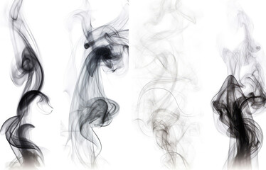 Set White Smoke On White Background. Generative AI