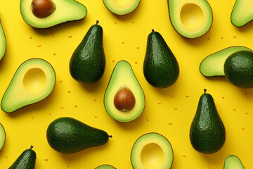 Minimal food healthy fruit top view pattern green tropical vegetarian background avocado ingredient