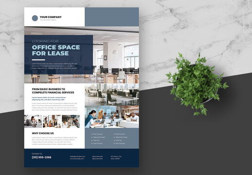 Blue Grey Office Space Flyer