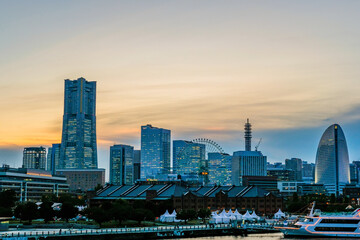 神奈川県横浜市みなとみらいの夕景
