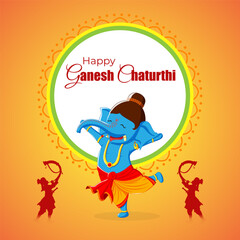 Vector illustration of Happy Ganesh Chaturthi social media story feed mockup template