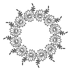 Hand Drawn sunflower border design. Floral border for print or use as poster, card, flyer or Banner 