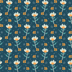 Fototapeta premium Abstract floral seamless pattern. Flower and drawn textures. Modern abstract design for paper, cover, fabric