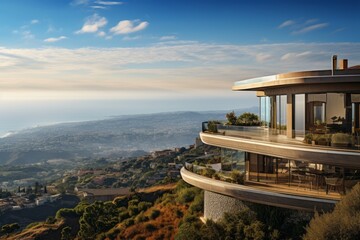 Hilltop Villa With Panoramic Views, Generative AI