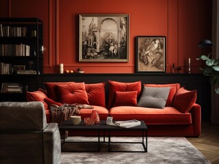 red sofa in the living room