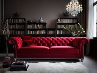 red sofa in the living room