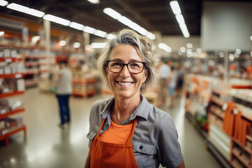 AI generated image of mature female home improvement store