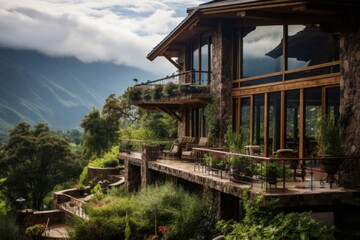 Fototapeta premium Stunning Mountain Villa, Generative AI