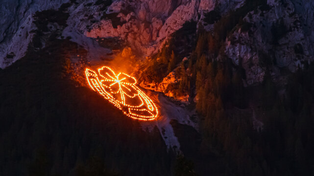 The mountain fires of the Tyrolean Zugspitz Arena 2023 near Ehrwald, Reutte, Tyrol, Austria