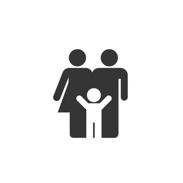 Family icon, Parents and child silhouette for family icon