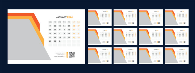 Vector desk calendar template 2024