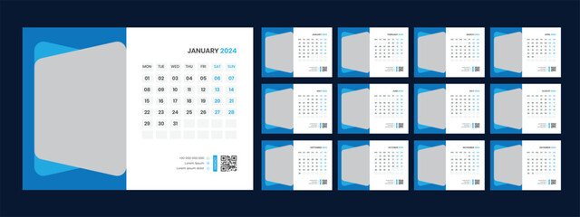 Vector desk calendar template 2024