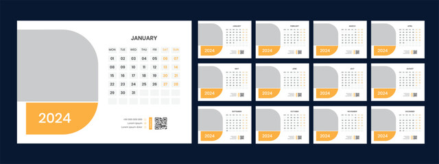 Vector desk calendar template 2024