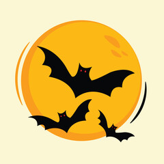 Moon And Bats Vector. Perfect for Halloween
