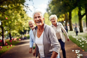 AI generated image of senior playing boule petanque game in the park