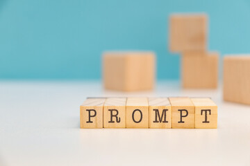 word prompt on wooden cubes concept of keywords