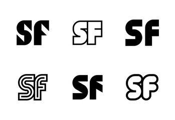 Set of letter SF logos. Abstract logos collection with letters. Geometrical abstract logos
