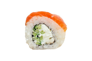 sushi roll with salmon isolated from background