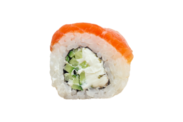 sushi roll with salmon isolated from background