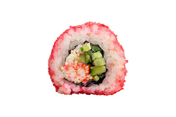 sushi roll with caviar isolated from background