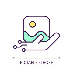 Editable image generation icon representing AI for SEO, isolated vector, thin line illustration.