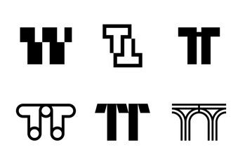 Obraz premium Set of letter TT logos. Abstract logos collection with letters. Geometrical abstract logos