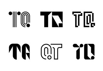 Set of letter TQ logos. Abstract logos collection with letters. Geometrical abstract logos