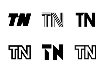 Set of letter TN logos. Abstract logos collection with letters. Geometrical abstract logos