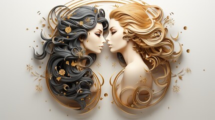 Astrological zodiac sign of the horoscope Twins on a white background