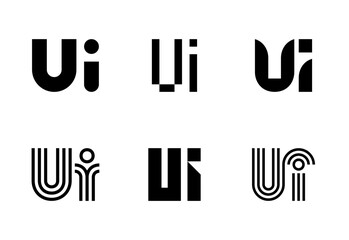 Set of letter UI logos. Abstract logos collection with letters. Geometrical abstract logos