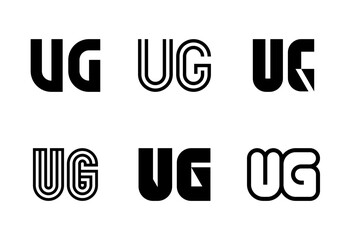 Set of letter UG logos. Abstract logos collection with letters. Geometrical abstract logos