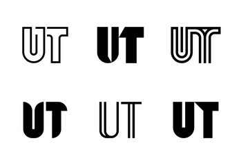 Set of letter UT logos. Abstract logos collection with letters. Geometrical abstract logos