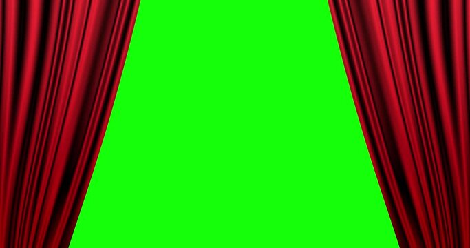 金色のサテン風のステージカーテンが左右に開くアニメーション背景素材(グリーンバック)