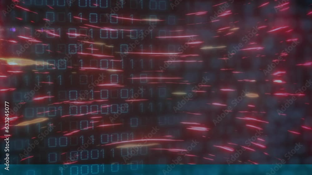 Poster animation of binary codes and circular beam pattern over black background